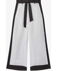 Reiss - Harlow Colour-block High-rise Linen Trousers - Lyst