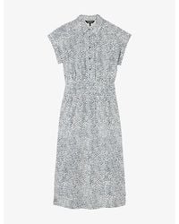 Whistles - Animal-Print Short-Sleeved Cotton Midi Dress - Lyst