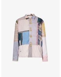By Walid - Roy Contrast-patchwork Boxy-fit Cotton Jacket - Lyst