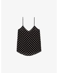The Kooples - Heart-Print V-Neck Satin Top - Lyst