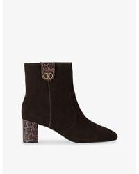 Kurt Geiger - Chelsea Trim Heeled Suede Ankle Boots - Lyst