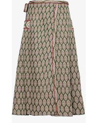 Etro - Abstract-pattern Tie-waist Stretch-knit Midi Skirt - Lyst