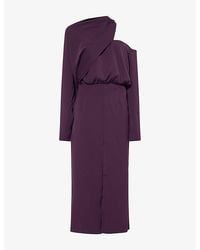 Odd Muse - One-Shoulder Satin Midi Dress - Lyst