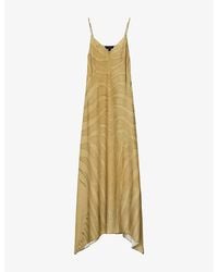 AllSaints - Leona Zebra-Print Woven Maxi Dress - Lyst