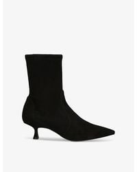 Stuart Weitzman - Naomi Pointed-Toe Suede Heeled Ankle Boots - Lyst