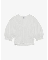 Reiss - Evie Balloon-Sleeve Linen Top - Lyst