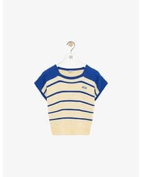 Loewe - Striped Logo-Embroidered Sleeveless Cotton-Blend Jumper - Lyst