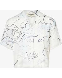 Fiorucci - Angel-pattern Cropped Stretch-woven Shirt - Lyst