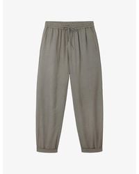 The White Company - Herringbone Tapered-Leg High-Rise Cotton Trousers - Lyst