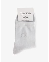 Calvin Klein - Branded Pack Of Two Woven Socks - Lyst