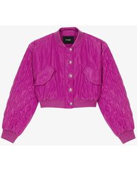 Maje - Relaxed-fit Quilted-sleeve Cropped Woven Bomber Jacket - Lyst