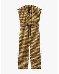 Whistles - Sleeveless Ikat-Spot Woven Jumpsuit - Lyst
