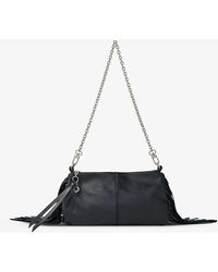 Maje - Fringe-embellished Leather Clutch Bag - Lyst