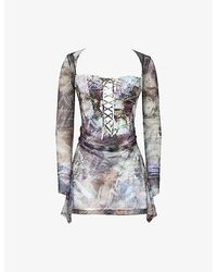 Mistress Rocks - Lace-Up Slim-Fit Faux-Leather Mini Dress - Lyst