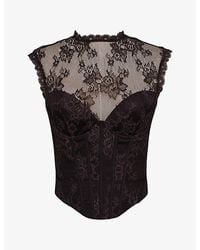 House Of Cb - Serida Lace-Embroidered Stretch-Woven Corset Top - Lyst