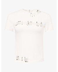 Dilara Findikoglu - Safety Pin Distressed Cotton-Jersey T-Shirt - Lyst