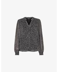 Whistles - Dragonfly-Print Long-Sleeve Woven Blouse - Lyst