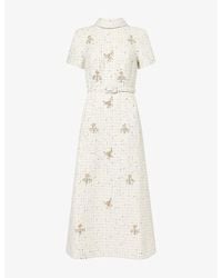 Huishan Zhang - Genevieve Crystal-Embellished Tweed Midi Dress - Lyst