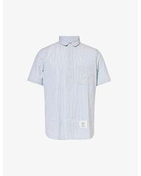 Thom Browne - Brand-patch Boxy-fit Cotton-seersucker Shirt X - Lyst