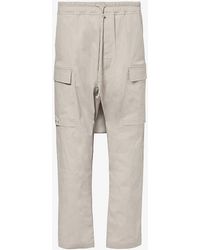 Rick Owens - Cargo Dropped-crotch Tapered-leg Stretch-cotton Trousers - Lyst