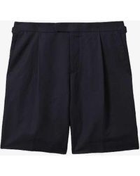 Reiss - Vy Con Side-adjuster Regular-fit Cotton And Linen-blend Shorts - Lyst