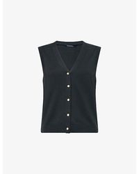 Max Mara - V-Neck Sleeveless Cotton And Silk Blend Gilet - Lyst