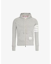 Thom Browne - Four-bar Zipped Cotton-jersey Hoody - Lyst