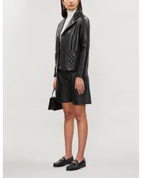 Sandro Quilted-detail Leather Blazer - Black