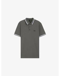 BOSS - Brand-Embroidered Striped-Trim Cotton-Piqué Polo Shirt - Lyst