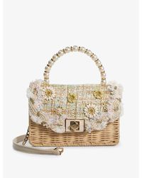 Dune - Blooms Bead-embellished Straw Cross-body Bag - Lyst