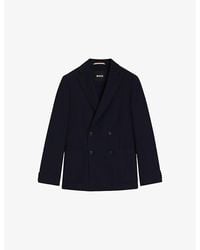 BOSS - Double-Breasted Notched-Lapel Cotton-Wool Blend Blazer - Lyst