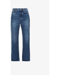 Totême - Raw-hem Straight-leg High-rise Organic-cotton Jeans - Lyst