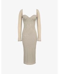 House Of Cb - Saisha Long-Sleeve Lace Midi Dress - Lyst
