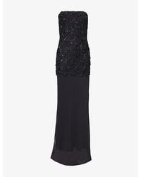 ROTATE BIRGER CHRISTENSEN - Flower-Embroidered Strapless Mesh Maxi Dress - Lyst