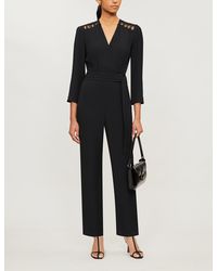 Sandro V-neck Crepe Jumpsuit - Black