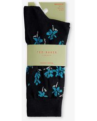 Ted Baker - Sokkten Floral-pattern Stretch-knit Socks - Lyst