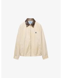 Prada - Leather-Collar Cotton-Gabardine Blouson Jacket - Lyst
