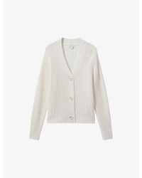 Reiss - Ariana Relaxed-fit Ribbed Cotton And Linen-blend Cardigan - Lyst