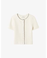 Claudie Pierlot - Fitted Contrast-Trim Stretch-Knit Cardigan - Lyst