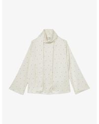 Reiss - Rina Polka-Dot Tie-Neck Satin Blouse - Lyst