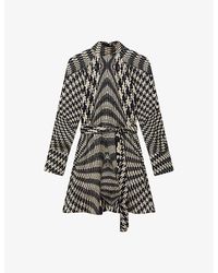 Reiss - Ester Dogtooth-pattern Woven Mini Dress - Lyst