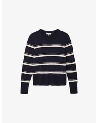 The White Company - Striped Round-Neck Cotton-Blend Jumper - Lyst