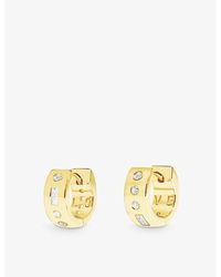 Apm Monaco - huggie Small 18ct -plated Metal And Cubic Zirconia Hoop Earrings - Lyst