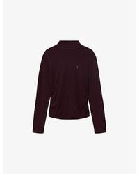AllSaints - Rina Roll-Neck Long-Sleeve Stretch-Woven Top - Lyst
