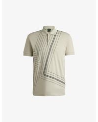 BOSS - Interlock Fineline-Artwork Cotton-Jersey Polo Shirt - Lyst