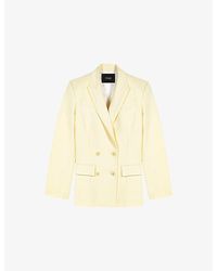 Maje - Brooch Double-Breasted Stretch-Woven Blazer - Lyst