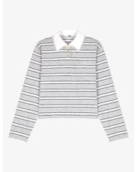 Maje - Lace-Trim Striped Cotton-Blend Polo Shirt - Lyst