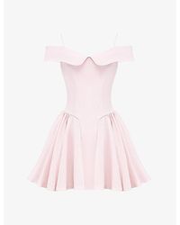 House Of Cb - Balleri Pink Elida Off-the-shoulder Floral-print Woven Mini Dress - Lyst