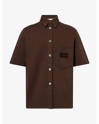 Givenchy - Embroidered-Logo Short-Sleeve Cotton-Blend Shirt - Lyst