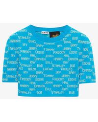 Loewe - X Paula's Ibiza Name-intarsia Cropped Cotton Sweater - Lyst